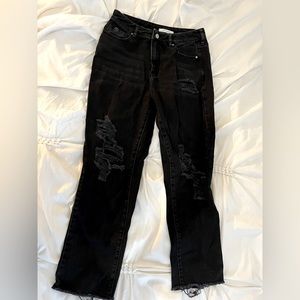 Pac Sun mom jeans, waist 28, black, distressed